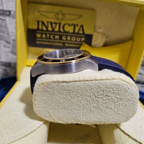 Invicta Specialty Men Blue Silicone Band Gold Silver Watch 12847 - Picture 3 of 5